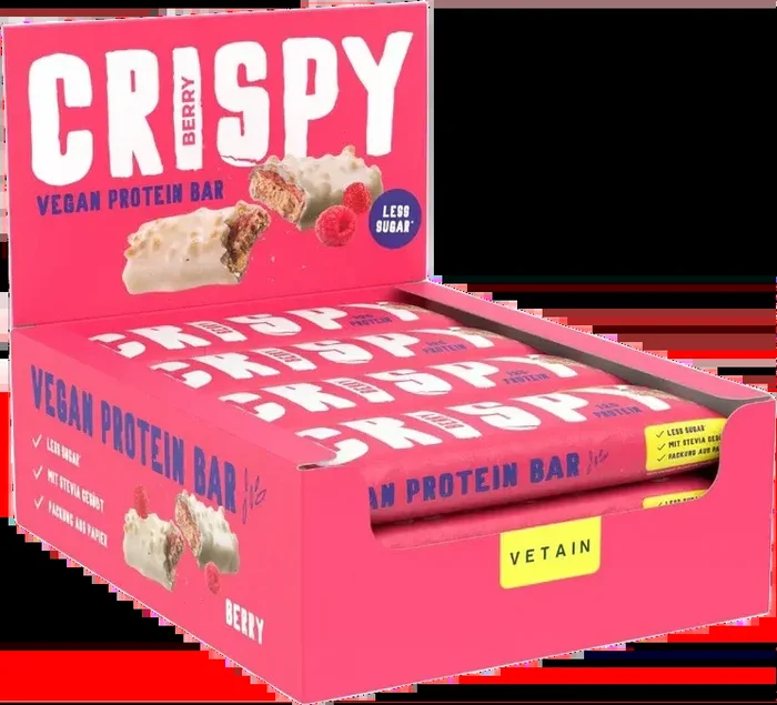 12er Pack Vetain CRISPY Vegan Protein Bar Berry