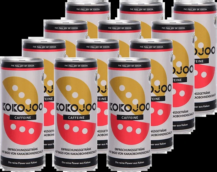 12x kokojoo caffeine – Kakaofrucht Erfrischungsgetränk mit Koffein in der Dose