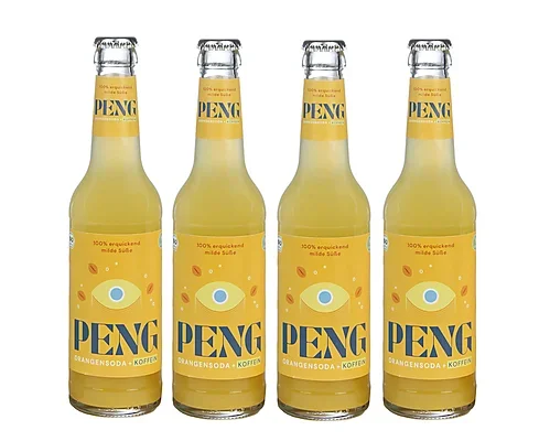 12x PENG organic orange soda with caffeine