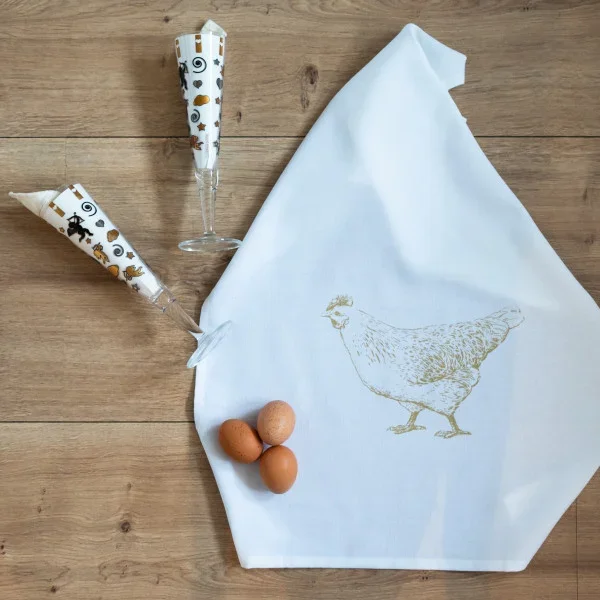 17:30 Geschirrtuch | Huhn | gold