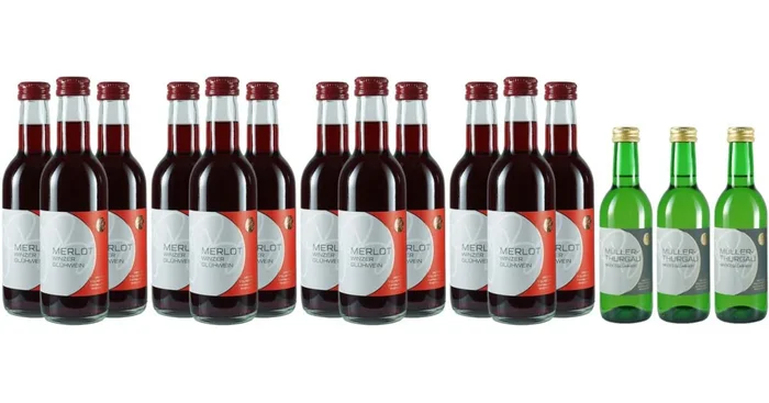 21 Fl. Merlot und Müller Thurgau Glühwein in 0,25 ltr.