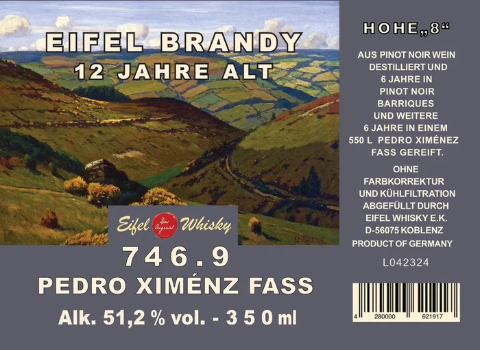 25 – 746.9 EIFEL BRANDY „PX SHERRY BUTT“ 12 Jahre alt – 350 ML – 51,2% VA