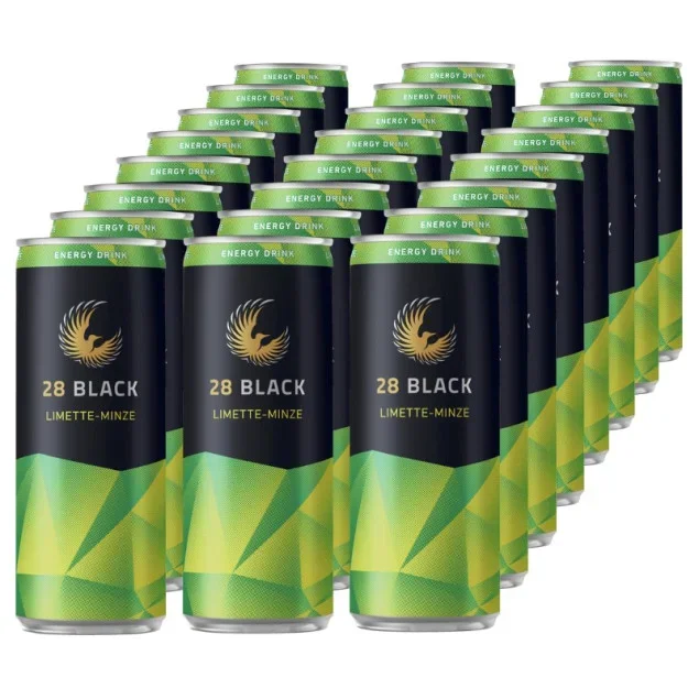 28 BLACK Limette-Minze Energy Drink Dose 24x 0,25 L