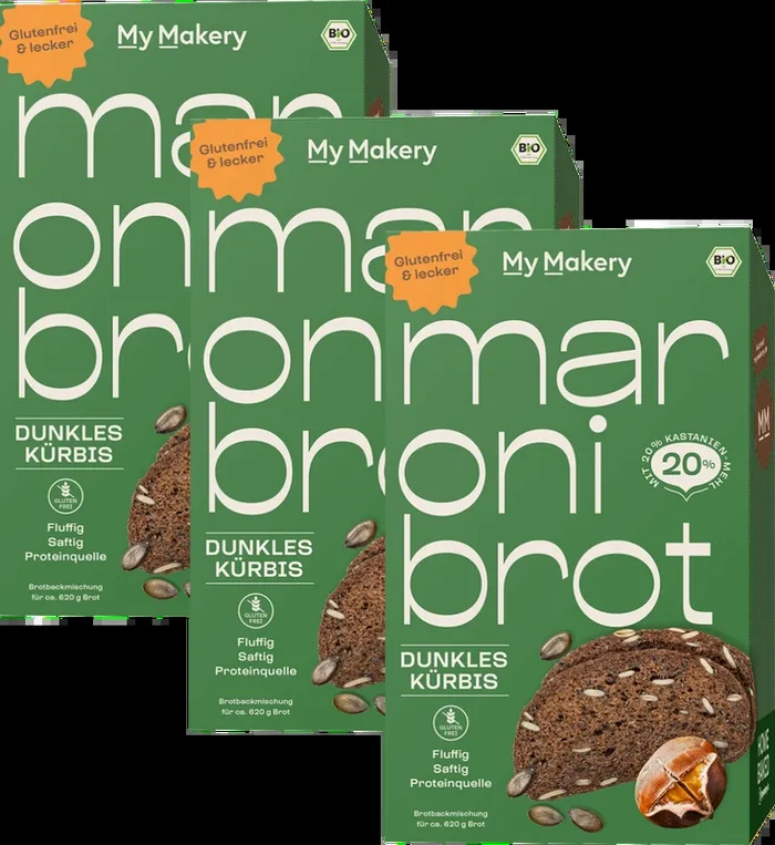 3x Maronibrot Dunkel Kürbis Bio Brotbackmischung