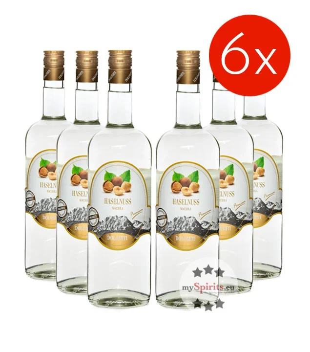 6 x Dolomiti Haselnuss Premium 40 % Vol. 1l