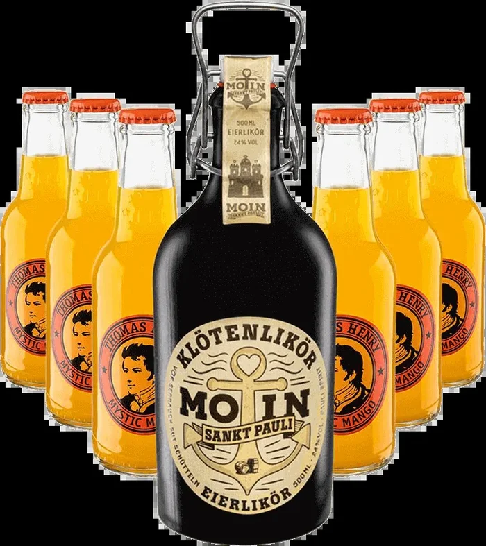 „Deine Mudda“: MOIN egg liqueur + 6x Thomas Henry Mystic Mango Limo 200ml