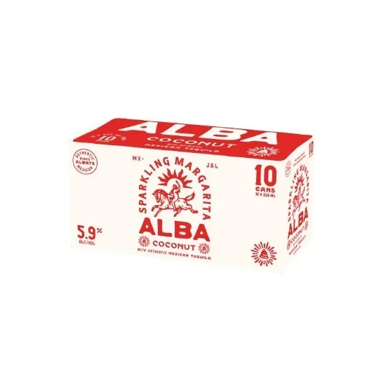 Alba Sparkling Margarita Coconut 5.9% Cans 10x250ml – Tequila RTD