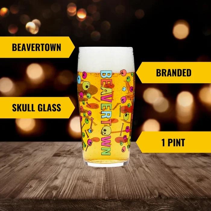 Beavertown Brewery Disco Skull Pint Glass