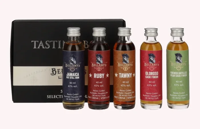 Bellamy’s Reserve Rum Tasting Box Selected by Perola 2024 43,8% Vol. 5×0,04l in Geschenkbox