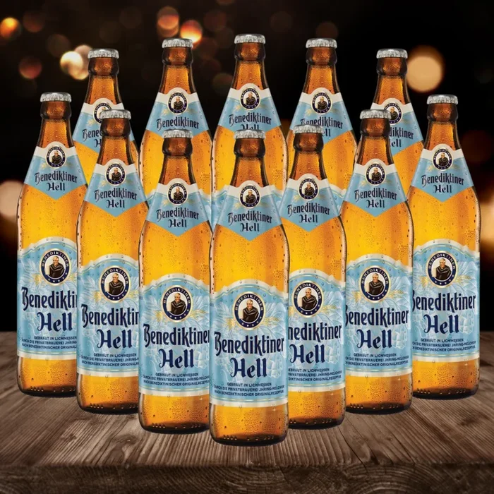 Benediktiner German Hells Lager 500ml Bottle – 5.0% ABV (12 Pack)