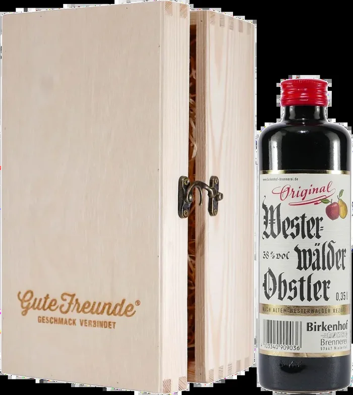 Birkenhof Westerwald fruit brandy with wooden gift box
