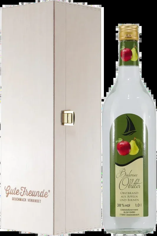 Bodensee Obstler mit Geschenk-Holzkiste