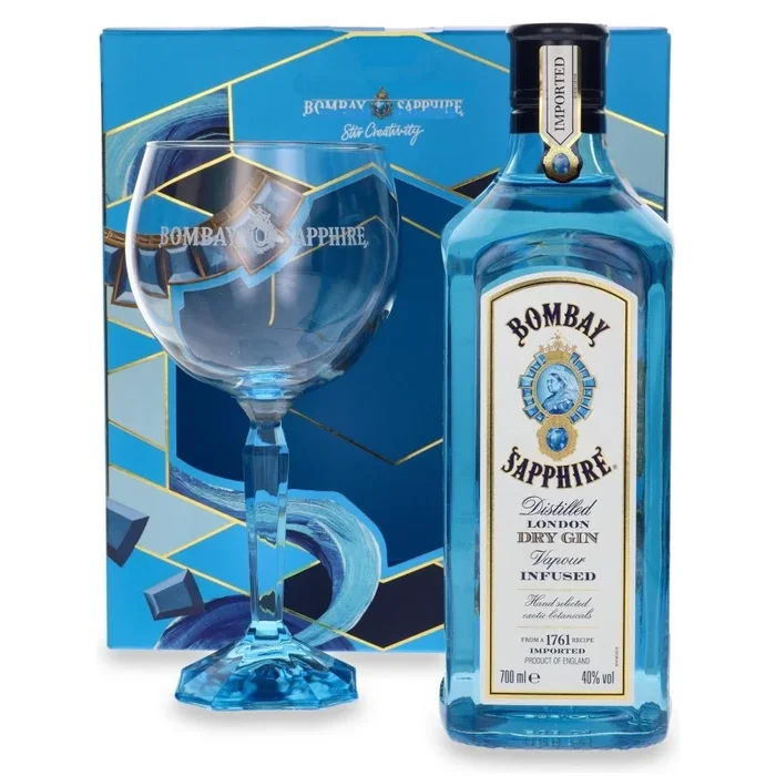 BOMBAY SAPPHIRE LONDON DRY GIN 40% 0,7L+Glas