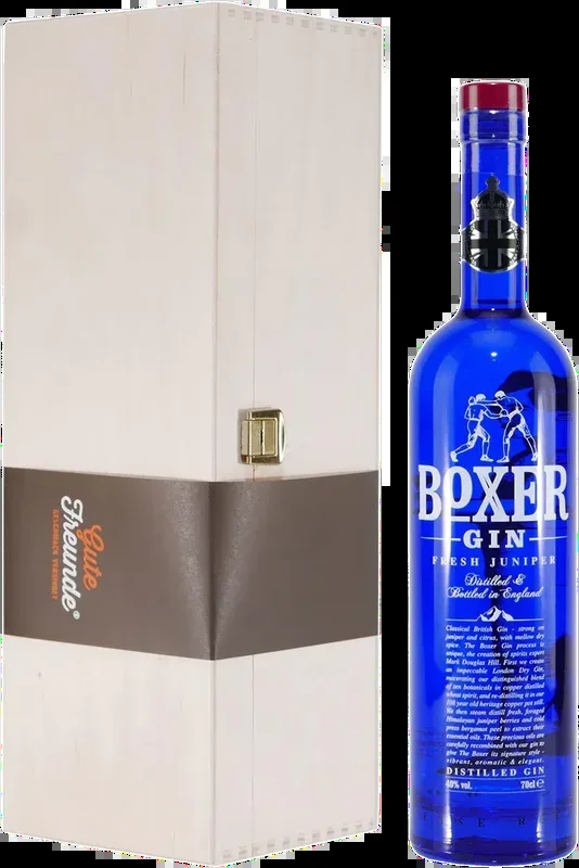Boxer Dry Gin Fresh Juniper with wooden gift box