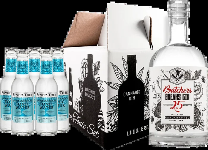 Breaks Connoisseur Set Butchers 25 Gin (1x Butchers 25 Gin + 5x Fever Tree Mediterranean Tonic Water)