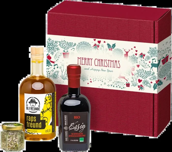 Christmas box Sweeter the bells (1x rapeseed oil + 1x fruit vinegar + 1x herbal salt)