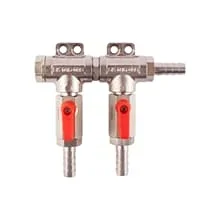 CO2 Verteiler 2-leitig – links blind 3 Tüllen für 7 mm Schlauch