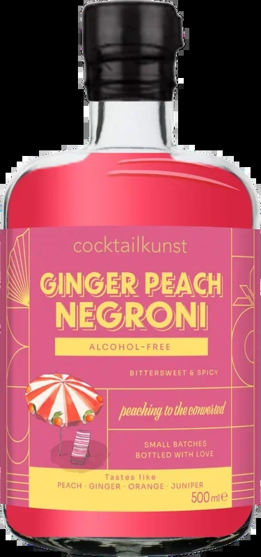 Cocktailkunst Ginger Peach Negroni – Bottled Cocktail alkoholfrei