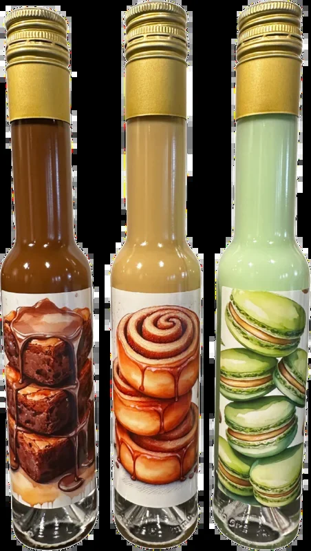 Deheck Back-Likör Trio (1x Macarons-Pistazie Likör + 1x Zimtschneckenlikör + 1x Brownie Sahnelikör)