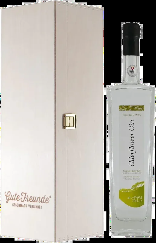 Elderflower London Dry Gin mit Geschenk-Holzkiste