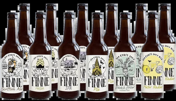 Finne Organic Craft Beer 12er Mix (2x Helles + Pils + IPA + Scottish Ale + Naturradler + Beach Brew)