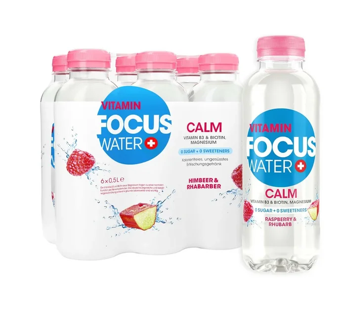 Focuswater Calm Rhubarbe Framboise 50 cl, pack de 6 | Acheter maintenant