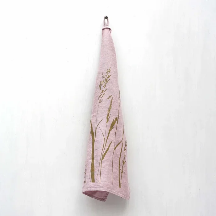 Frohstoff | Geschirrtuch Leinen rosa | Wiese
