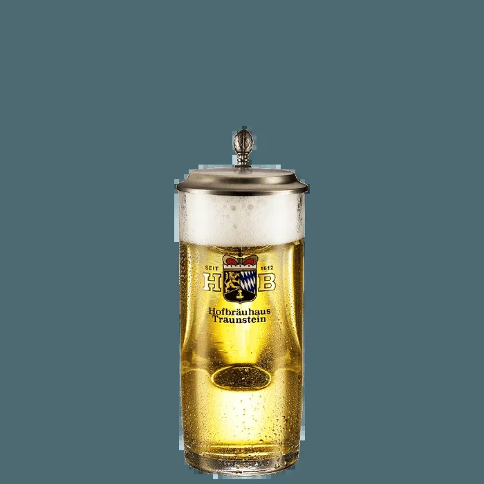 Glaskrug mit Zinndeckel 0,50 L