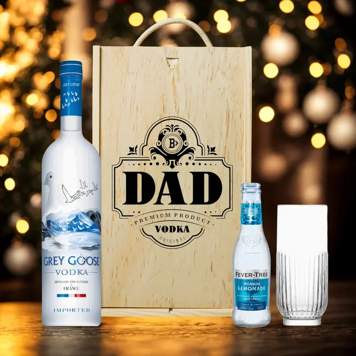 Grey Goose Premium Vodka Best Dad Gift Set with Glass & Lemonade – 70cl