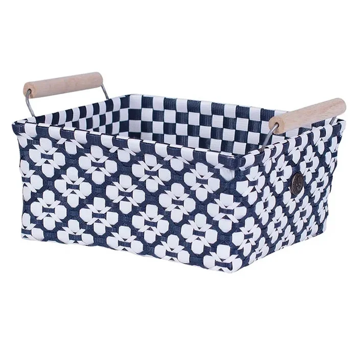 Handed By | Korb Motif mit Griff | Navy S