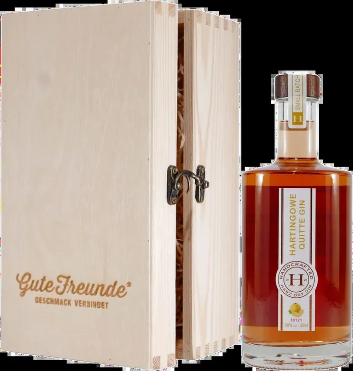 Hartingowe Quitten Gin mit Geschenk-Holzkiste