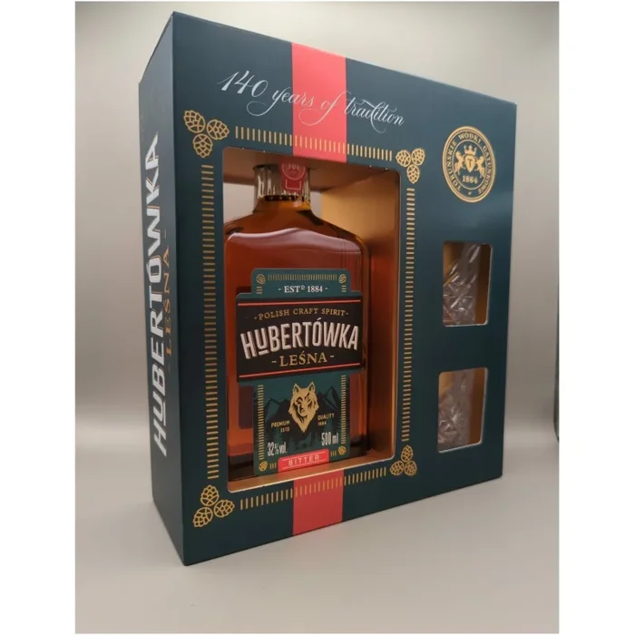 HUBERTÓWKA LEŚNA BITTER + 2 Gläser + KARTON