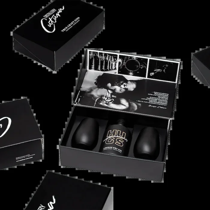 HUGS BOX DELIGHT – Geschenkset (1x London Dry Gin + 2 Gläser)