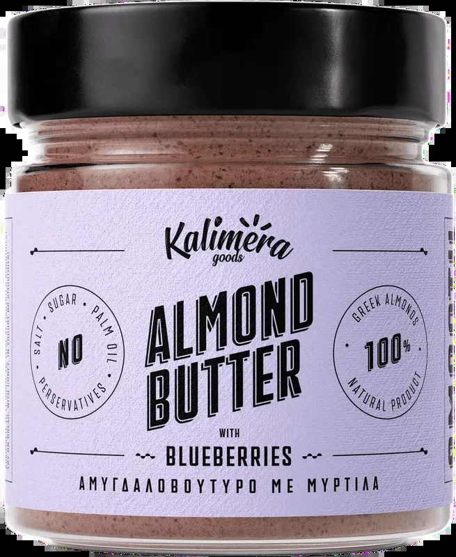 Kalimera Goods almond butter with blueberries