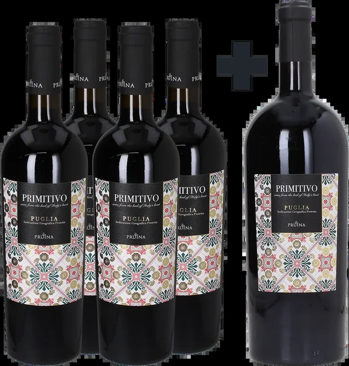 La Pruina 4+1 Magnum Gratis Primitivo Puglia IGT 2024, 4x 0,75l + 1,5l