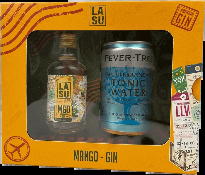 LA SU Gin & Tonic – Tasting box for at home (1x Mango Gin + 1x Fever-Tree Mediterranean Tonic)