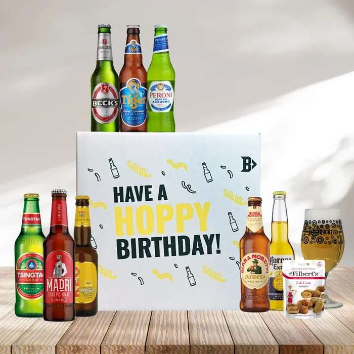 Lager Hoppy Birthday Gift Box with Glass – (8 Pack)