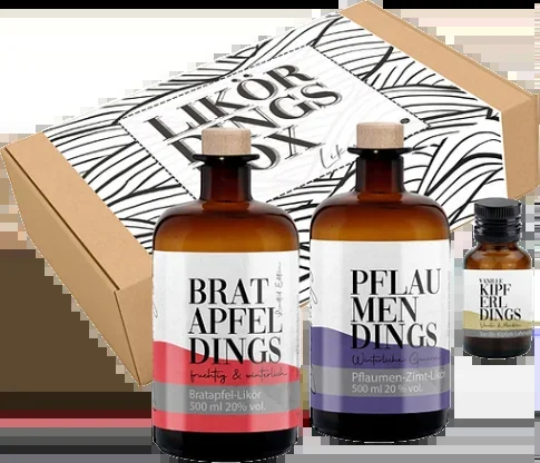 Likördings Box – XXl #1 Liköre (1x Bratapfel + 1x Pfaume + 1x Vanillekipferl)
