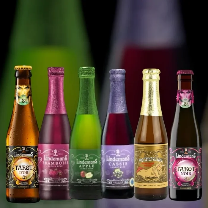 Lindemans Bier Mixpaket Tarot Noir, Tarot D’or, Pecherese, Framboise, Apple, Cassis