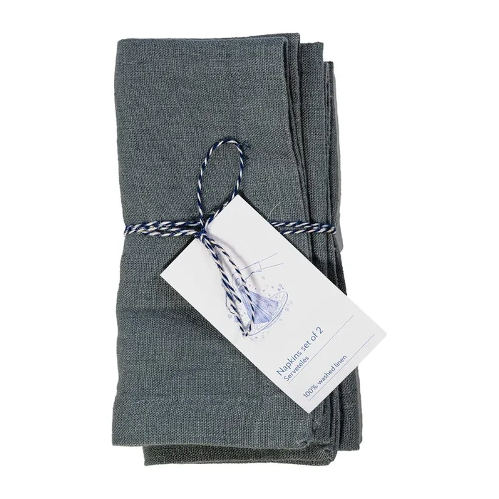 Linen Tales | Leinen Servietten | Blue Fog | 2er Set