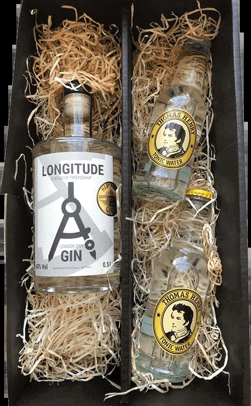 Longitude Gin & Tonic Box – 1x London Dry Gin (0.5 l) + 2x Tomas Henry Tonic Water (0.2 l each)