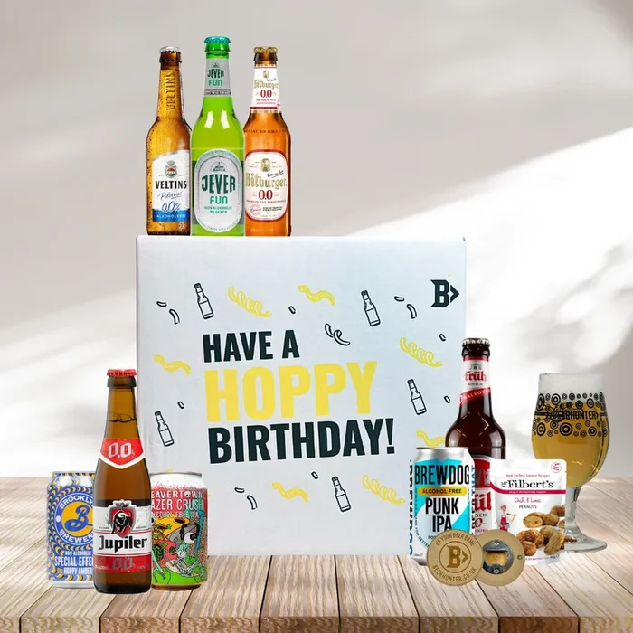 Low Alcohol Beer Hoppy Birthday Gift Box with Glass – (8 Pack)