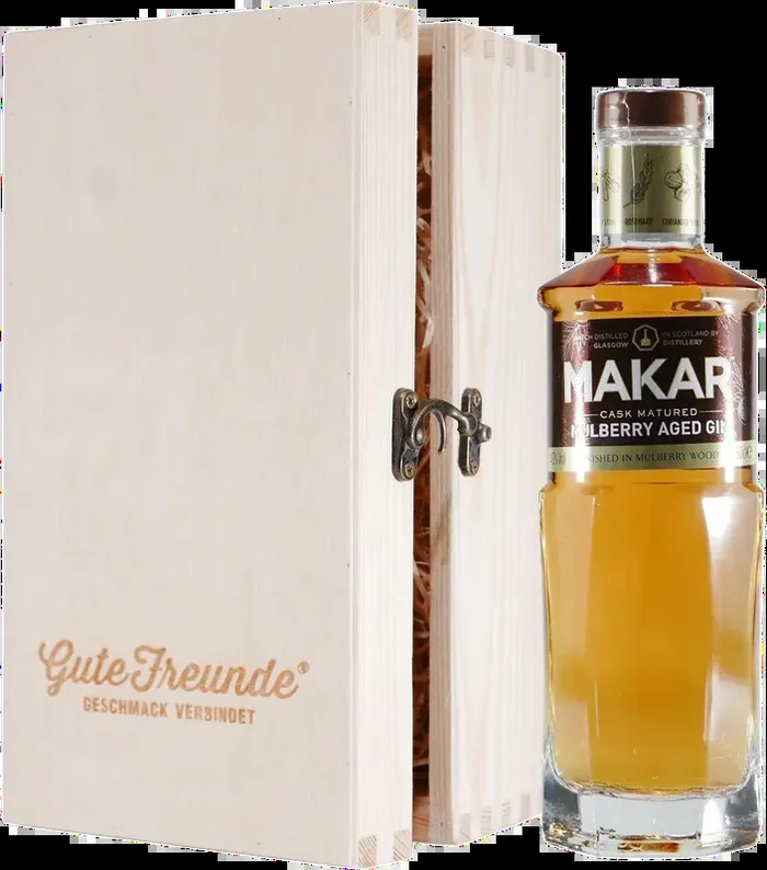 Makar Mulberry Aged Gin mit Geschenk-Holzkiste