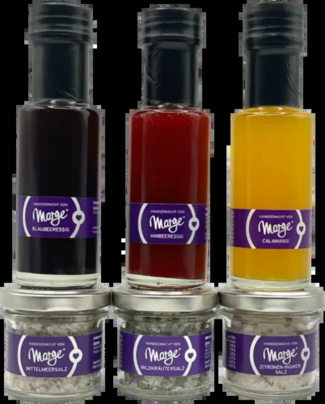 Marge’s Minis Essig & Salz Probierpaket (3x Fruchtmarkessig + 3x Salzmischung)