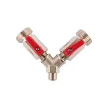 Micro Matic Gabelstück 1/4″ AG auf 2x 3/4″ AG – 2x Absperrhahn