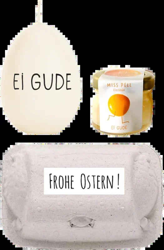 Miss Pell Oster Geschenkset (1x Eierlikör + 1x Ei Gude Ei Kerze)