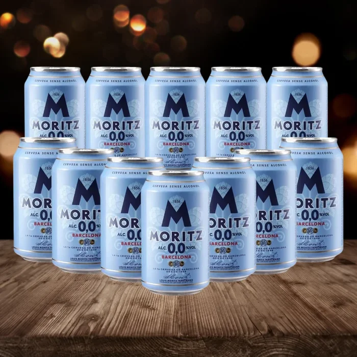 Moritz Barcelona Original Spanish Alcohol Free Lager 330ml Cans – 0.0% ABV (12 Pack)