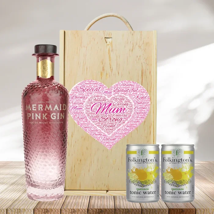 Mum Mermaid Pink Gin Gift Set with Folkington’s Tonics (70cl)
