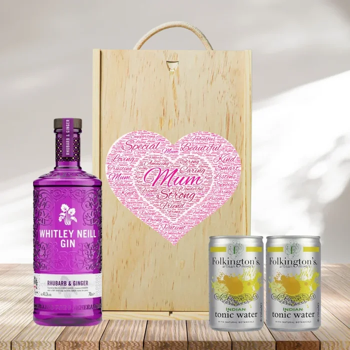 Mum Whitley Neill Rhubarb & Ginger Gin Gift Set with Folkington’s Tonics (70cl)