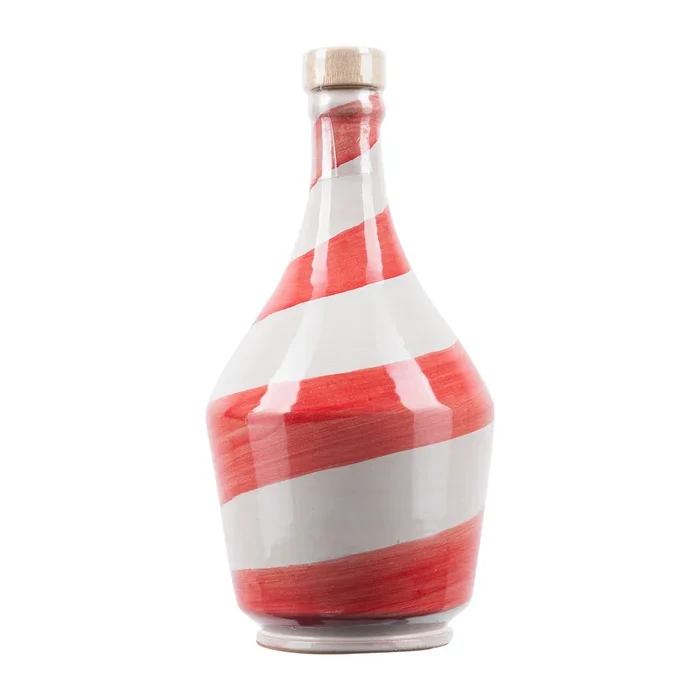 Olivenöl Keramikflasche | rote Spirale